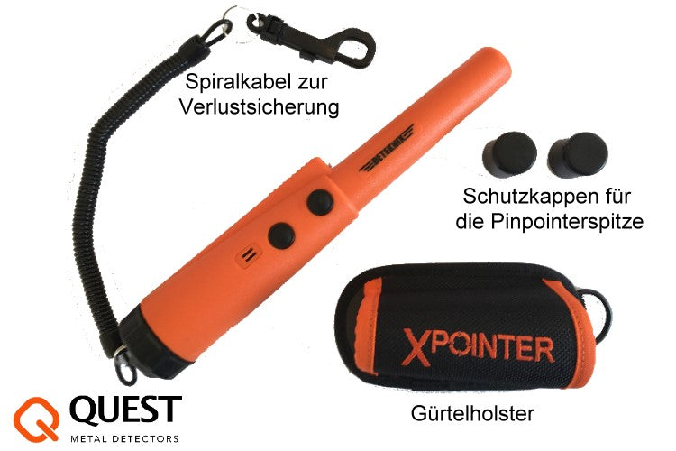 Quest Xpointer mit Gürtelholster & Schutzkappen für die Pinpointerspitze