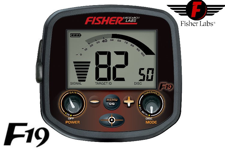 Metalldetektor Fisher F19 mit Goldsuchspule Display