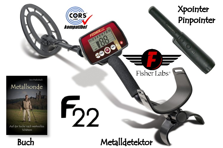 Fisher F22 Premiumpaket (Metalldetektor & Quest Xpointer & Schatzsucherhandbuch) (Rabattpreis)