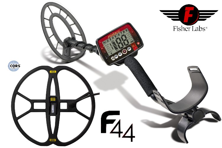Metalldetektor Premium Ausrüstungspaket Fisher F44 mit CORS Strike Hochleistungsspule